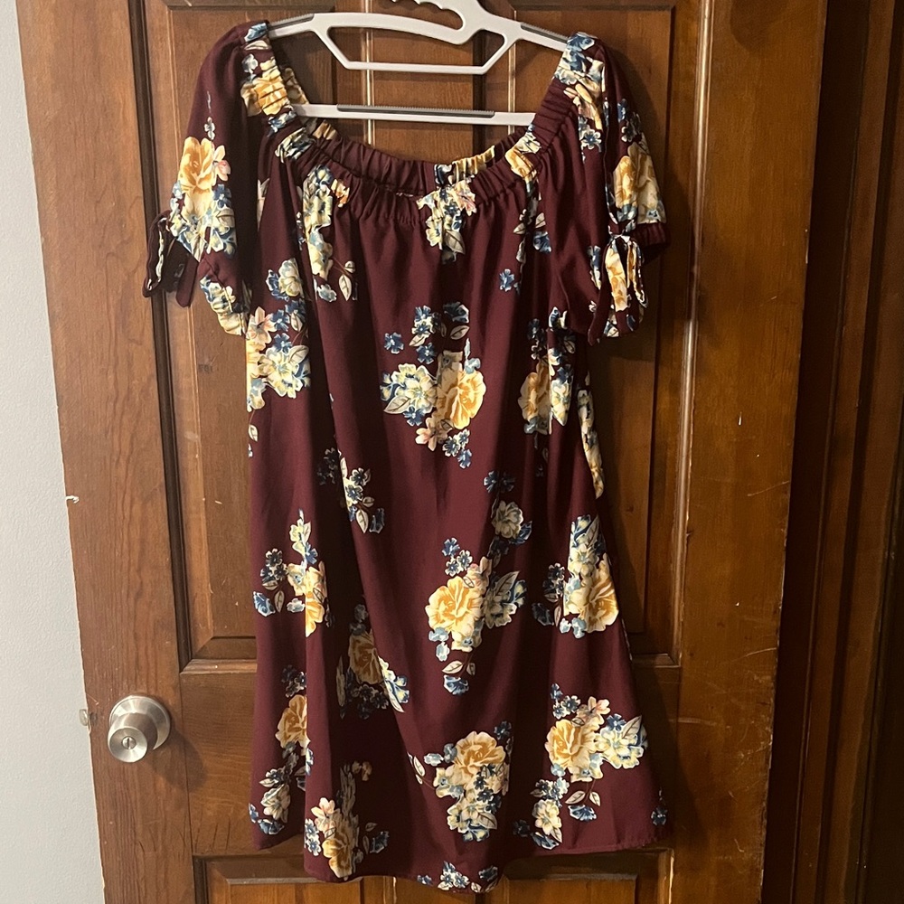 Xhilaration Burgundy Floral Dress